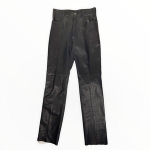 Men's Black Leather Pants Straight Leg Reg Fit 32